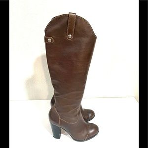 JUICY COUTURE Hardy brown tall heeled wide calf leather boots -9
